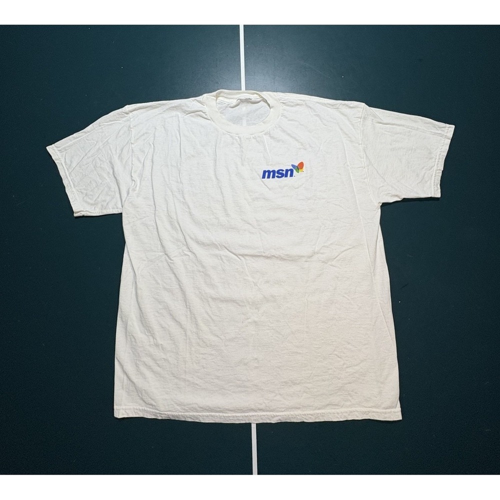 Vintage Microsoft Network Graphic Tech T-Shirt Size XL White‎ MSN Y2K